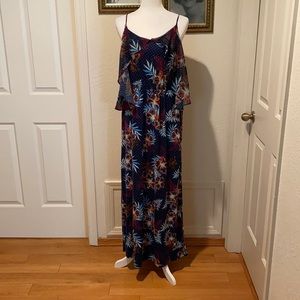 NY Collection Tropical Print Maxi Dress Size M